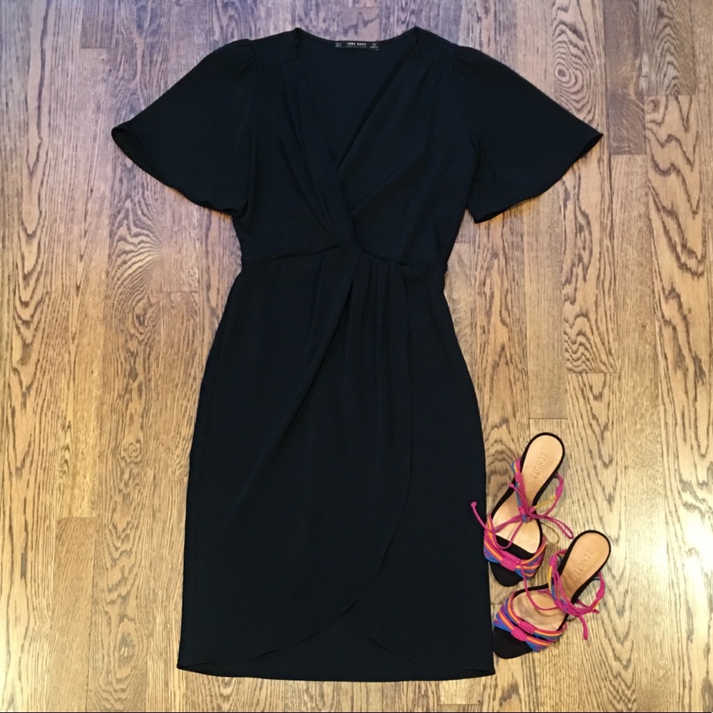 Black Faux-Wrap Dress by Zara - Picture 3 of 8